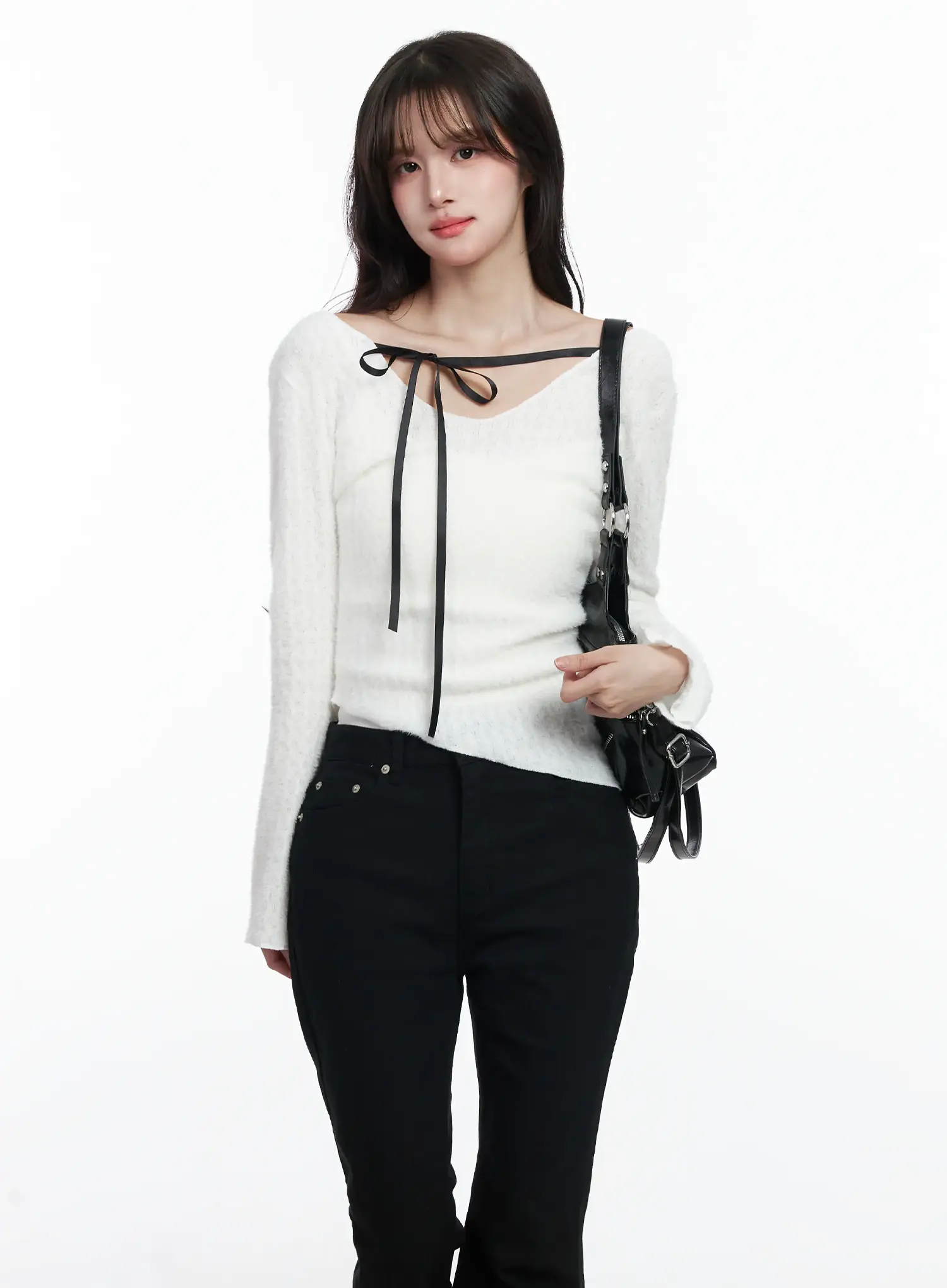 Ribbon Off-Shoulder Sweater IJ529