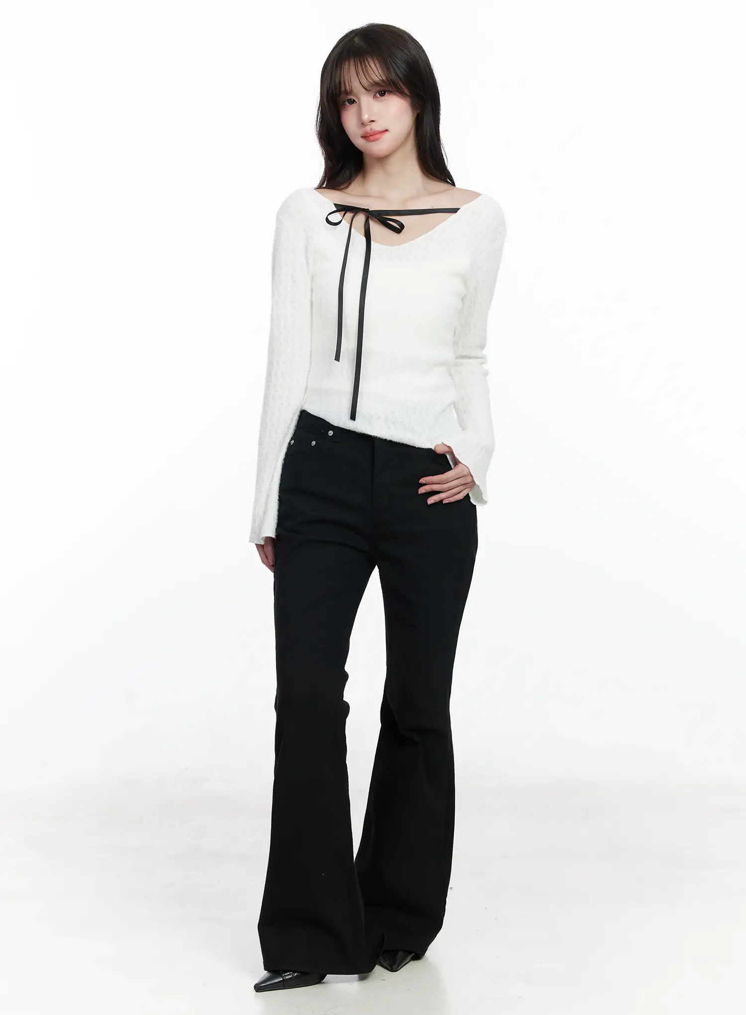 Ribbon Off-Shoulder Sweater IJ529 - Image 5