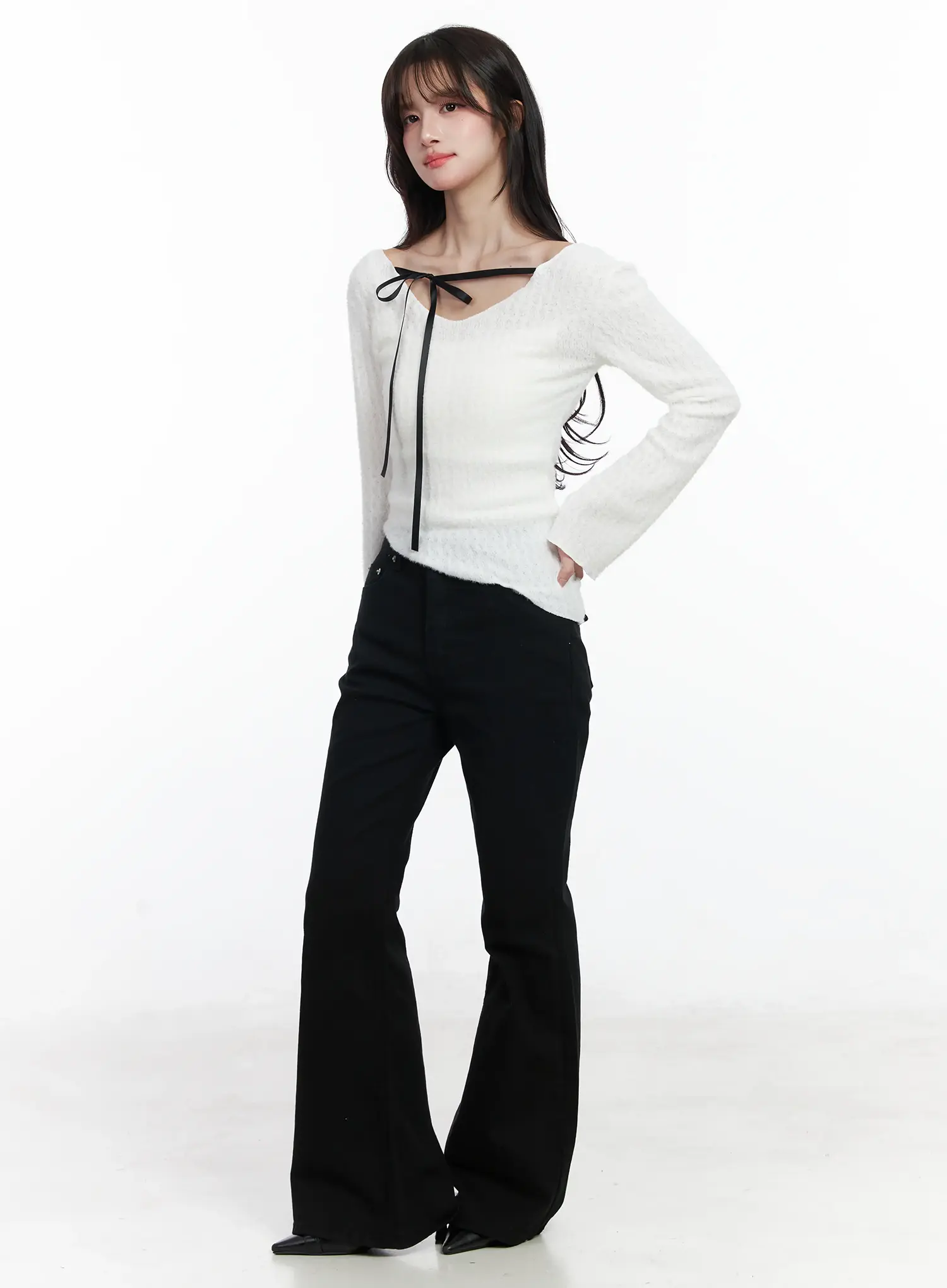 Ribbon Off-Shoulder Sweater IJ529 - Image 6