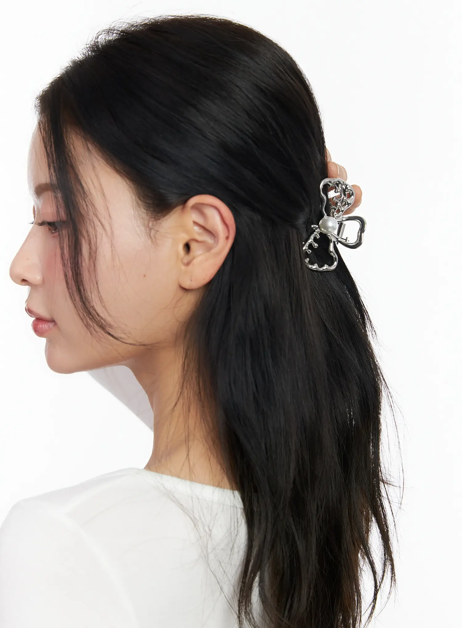 Ribbon Pearl Accent Hair Clip CM519