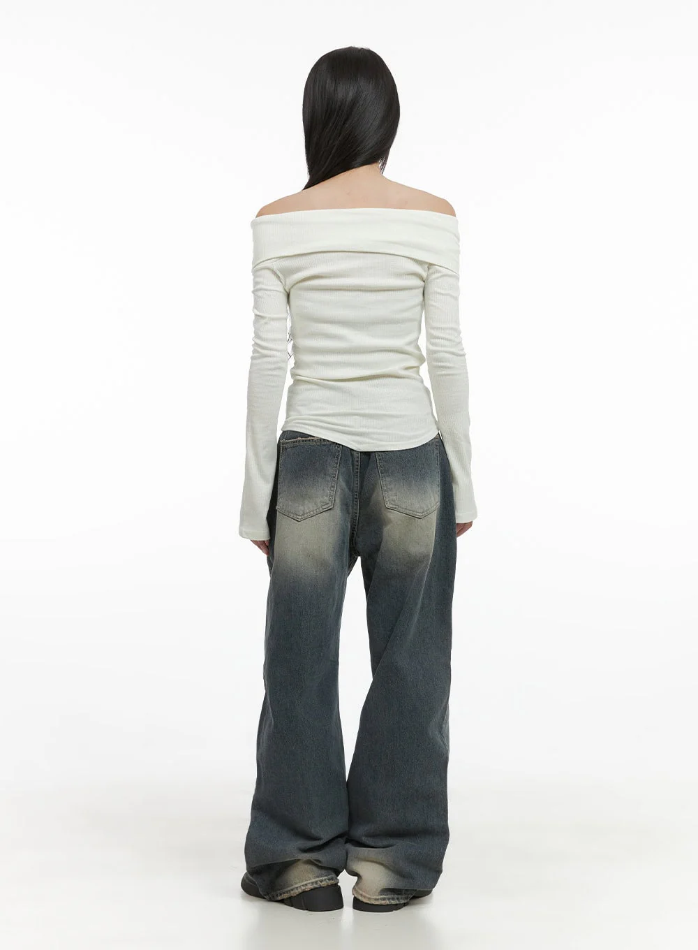 Ribbon Shirred Off Shoulder Top CS403 - Image 4
