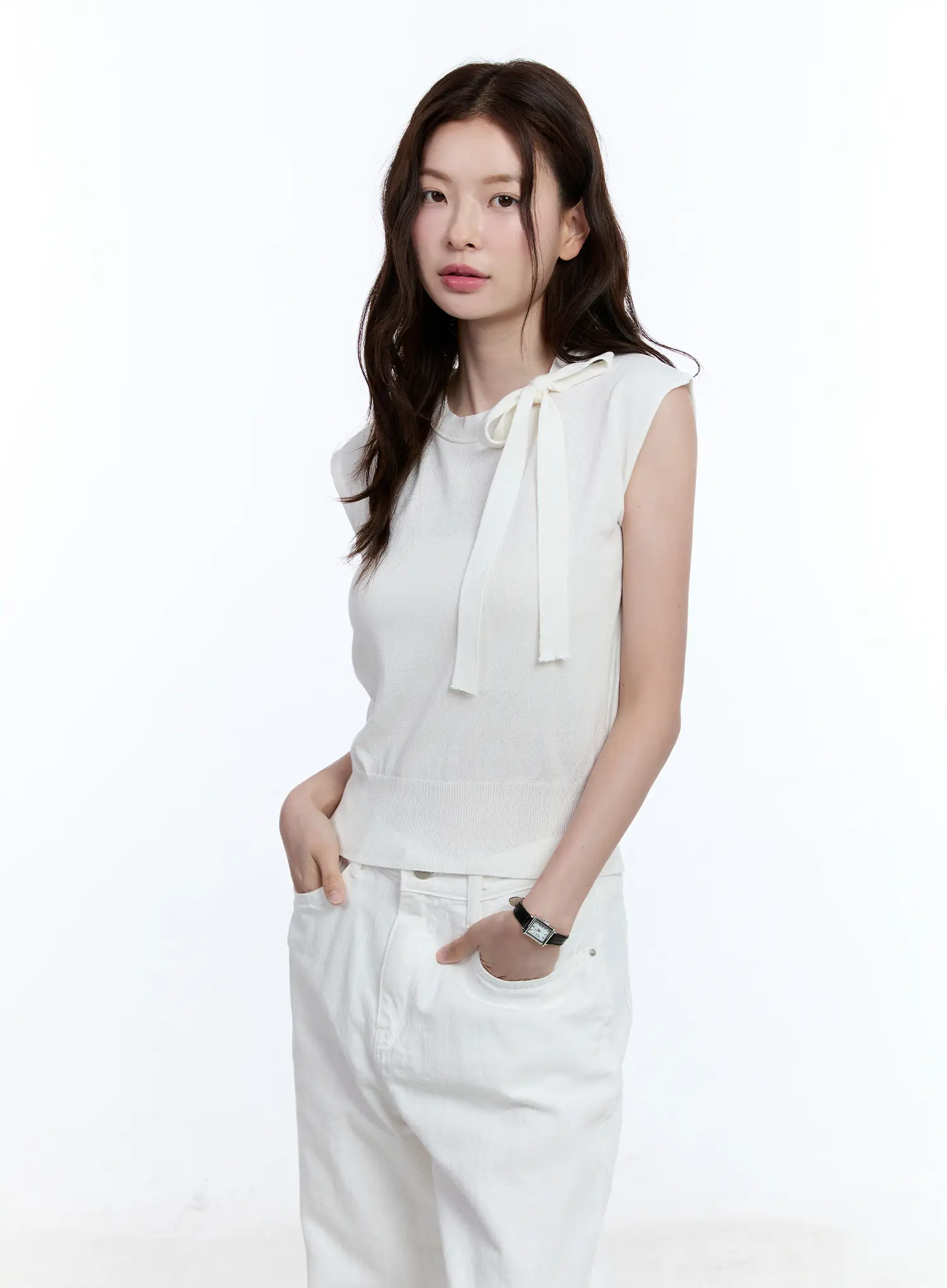 Ribbon Sleeveless Sweater CU513 - Image 12