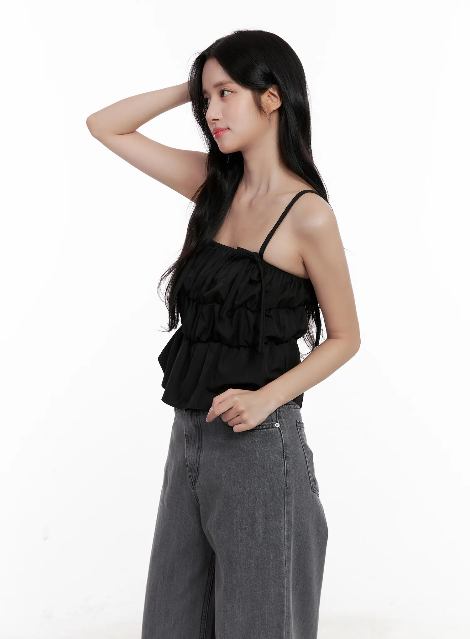 Ribbon Strap Ruffle Scrunch Tank CL516 - Image 7