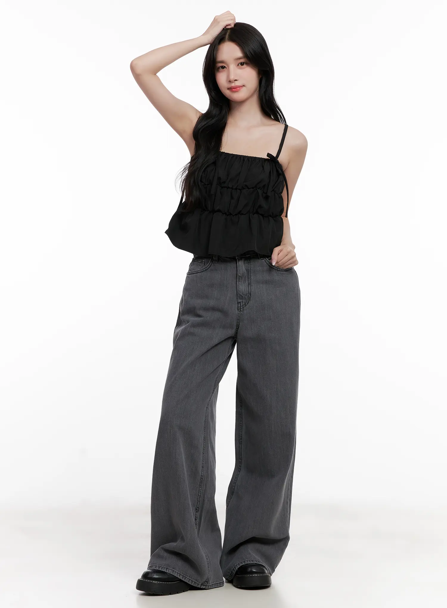 Ribbon Strap Ruffle Scrunch Tank CL516 - Image 9