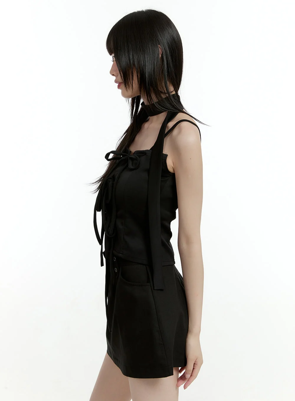 Ribbon Strap Sleeveless Top with Scarf CL426 - Image 4