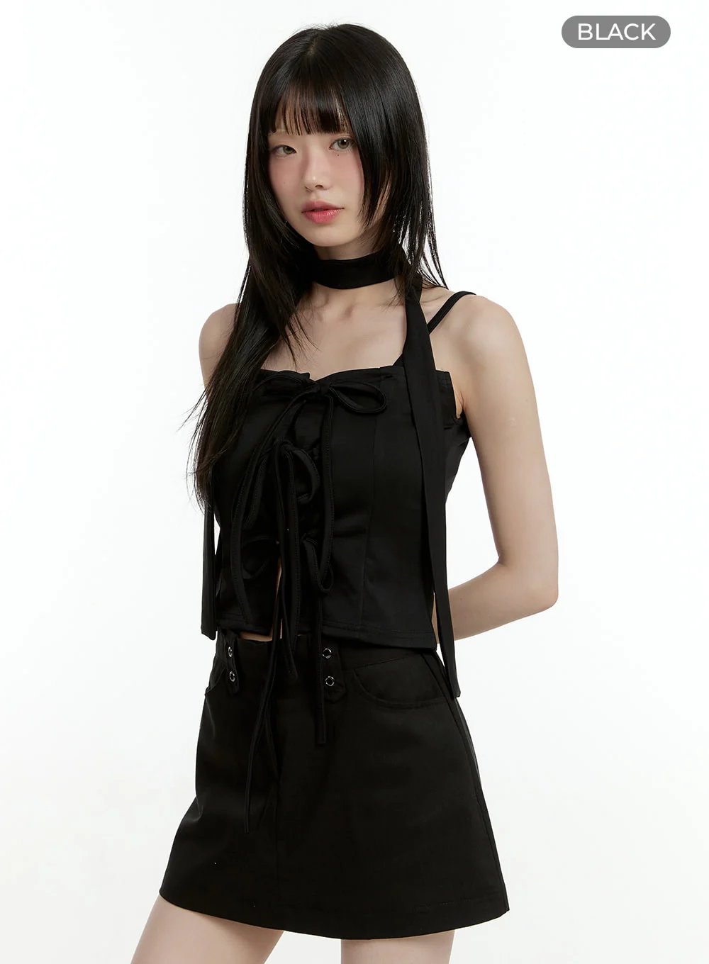 Ribbon Strap Sleeveless Top with Scarf CL426 - Image 8