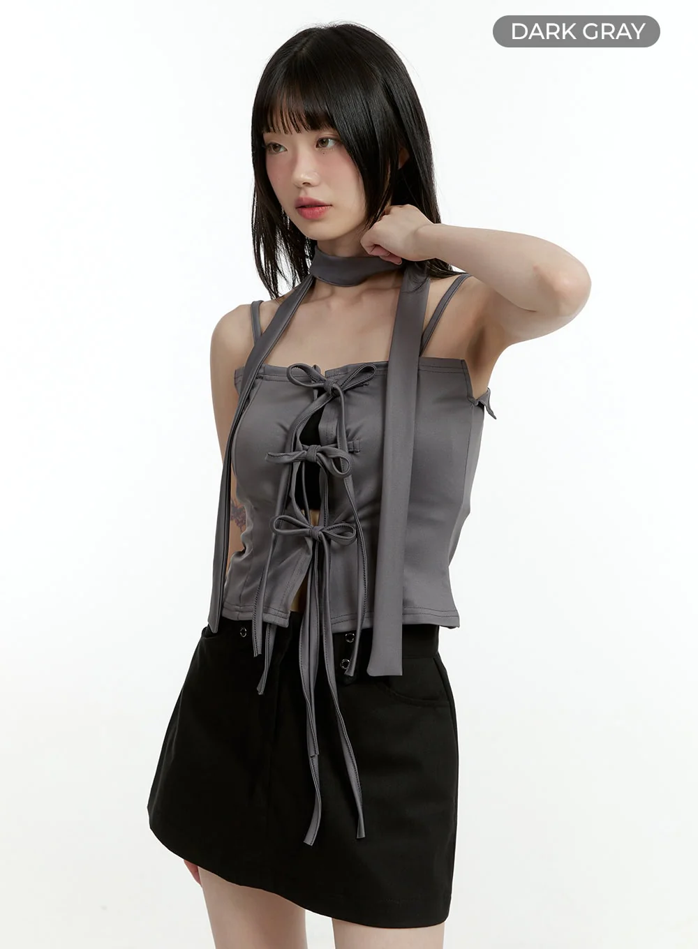 Ribbon Strap Sleeveless Top with Scarf CL426 - Image 9