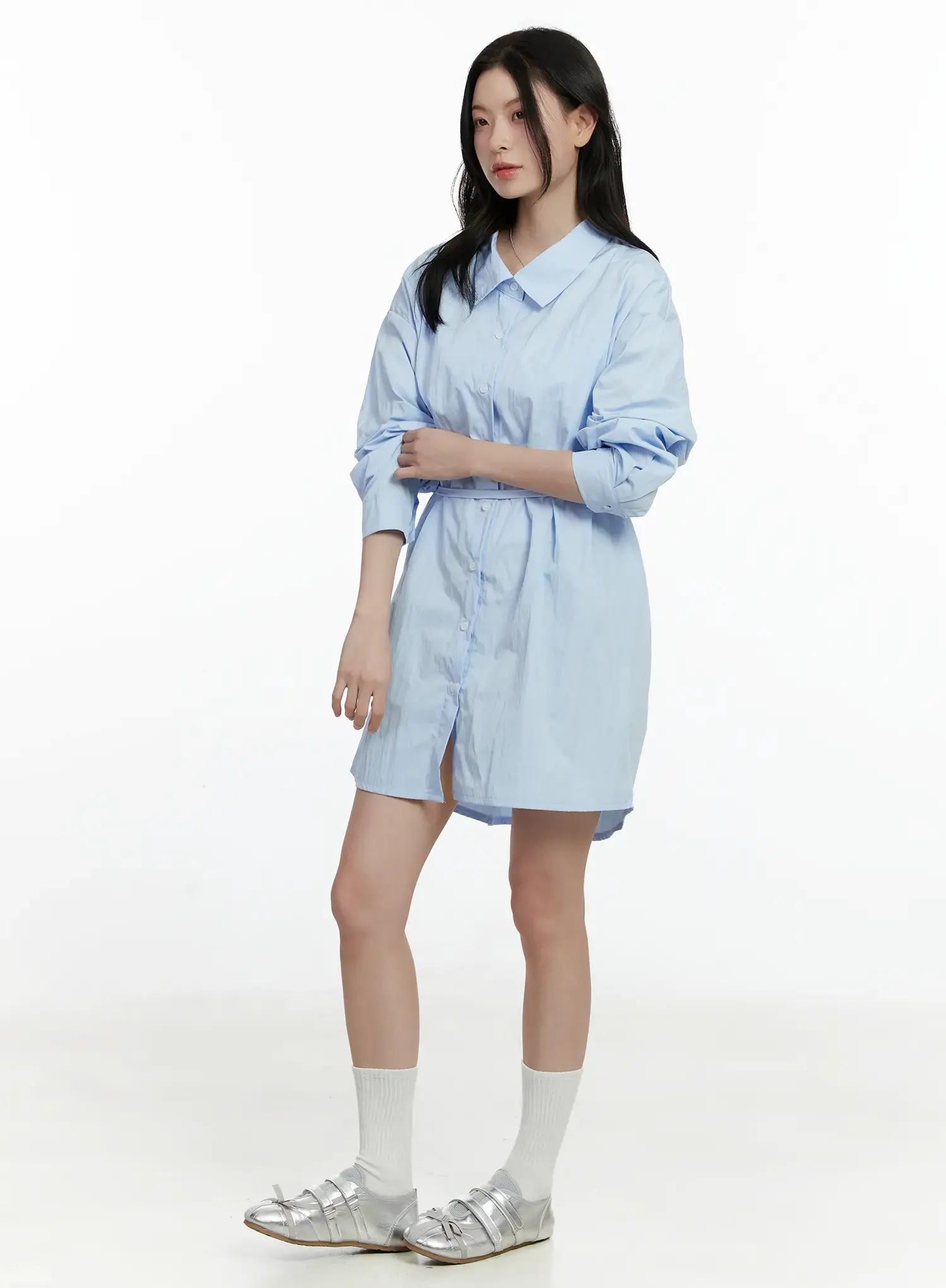 Ribbon Waist Shirt Dress F502 - Image 5