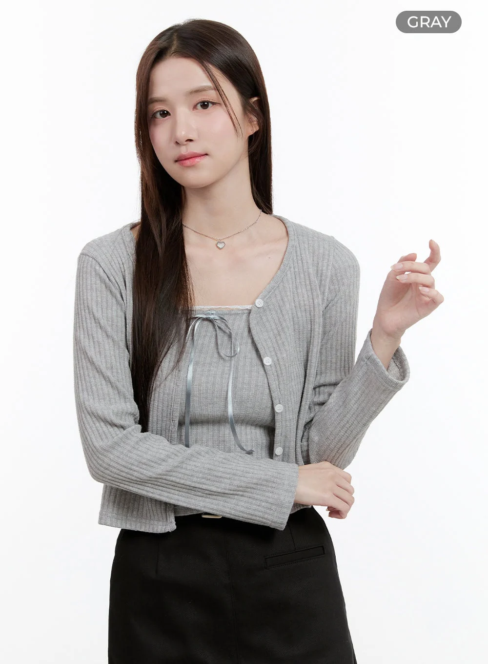Ribboned Cami Top and Cardigan Set OG428 - Image 6