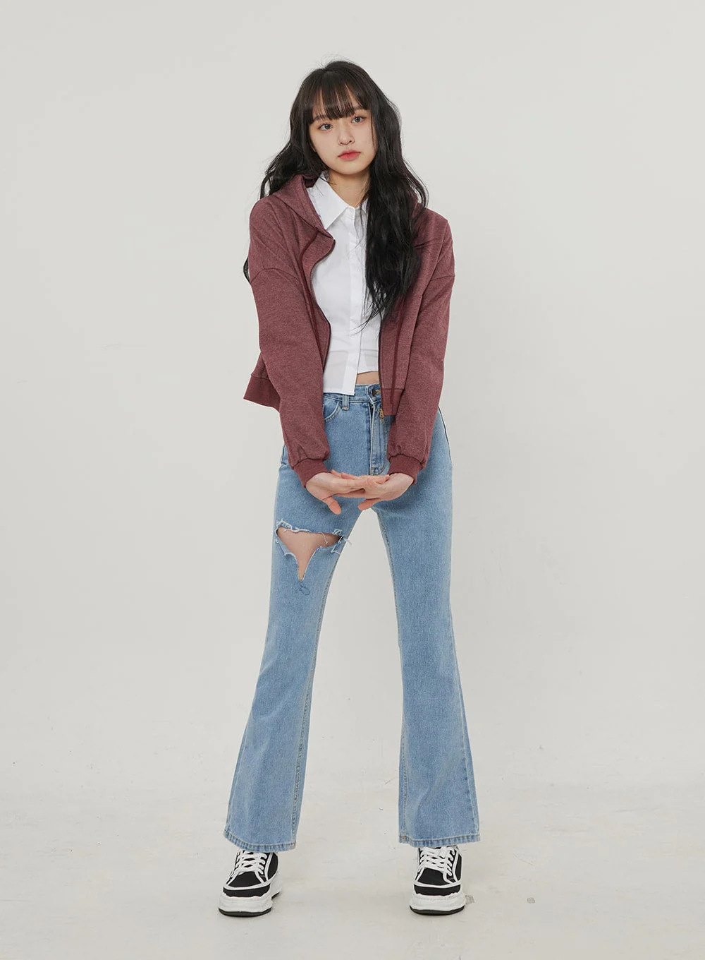 Ripped Bootcut Jeans BF306 - Image 13