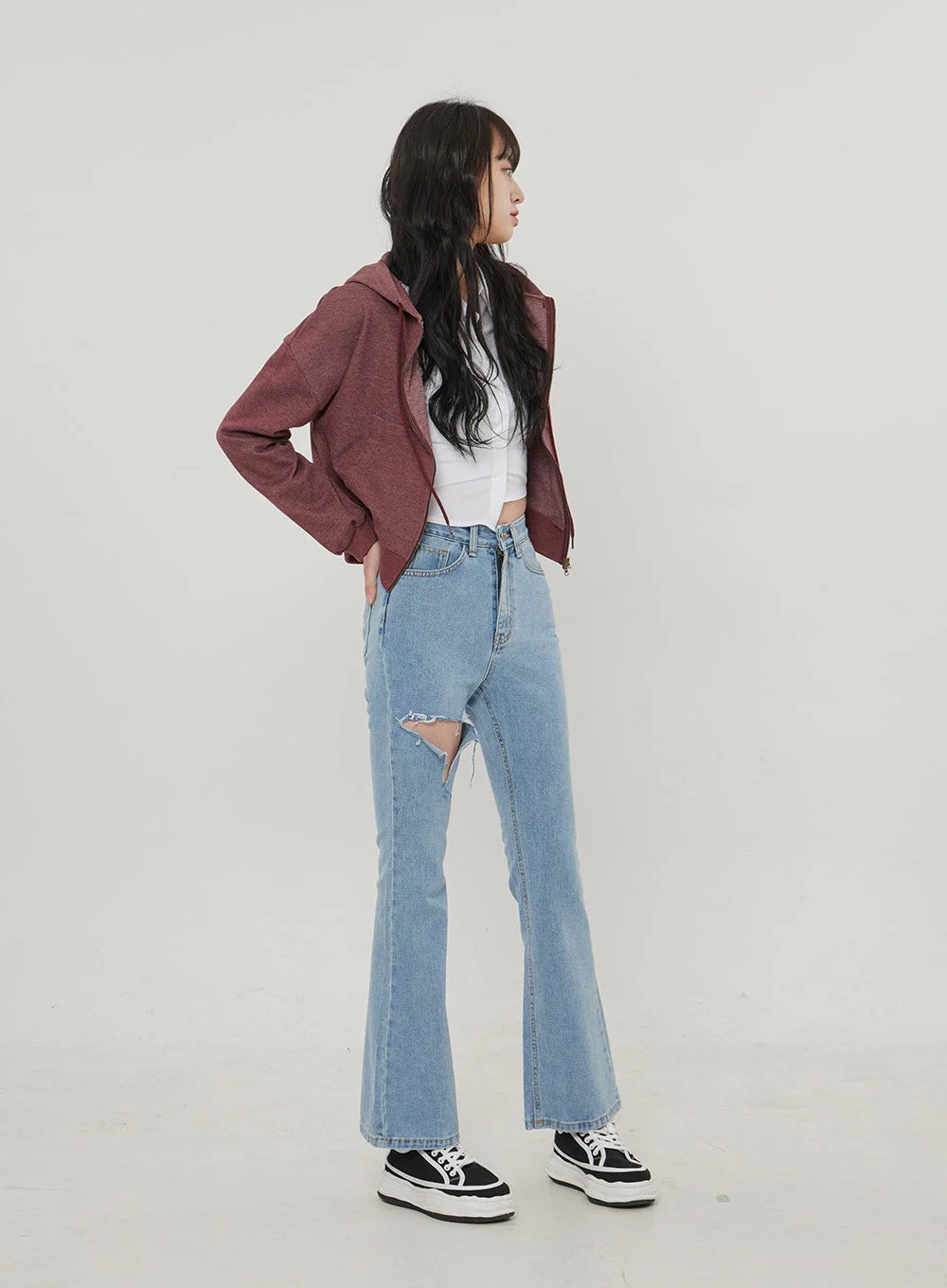 Ripped Bootcut Jeans BF306 - Image 15