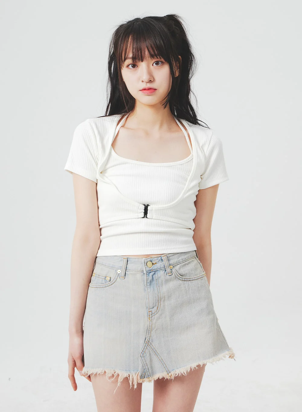 Ripped Denim Mini Skirt BA305 - Image 5