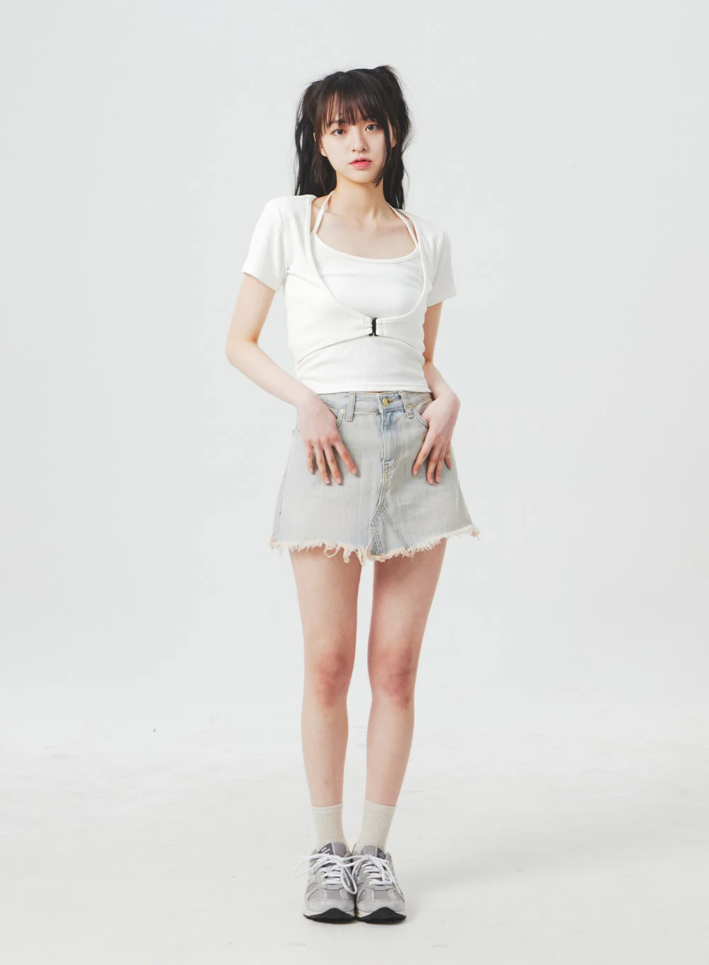 Ripped Denim Mini Skirt BA305 - Image 7