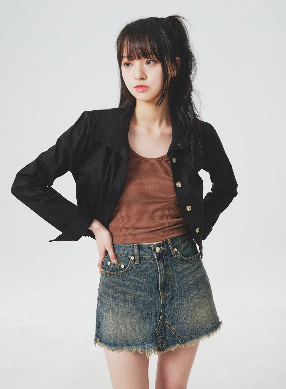 Ripped Denim Mini Skirt BA305 - Image 9
