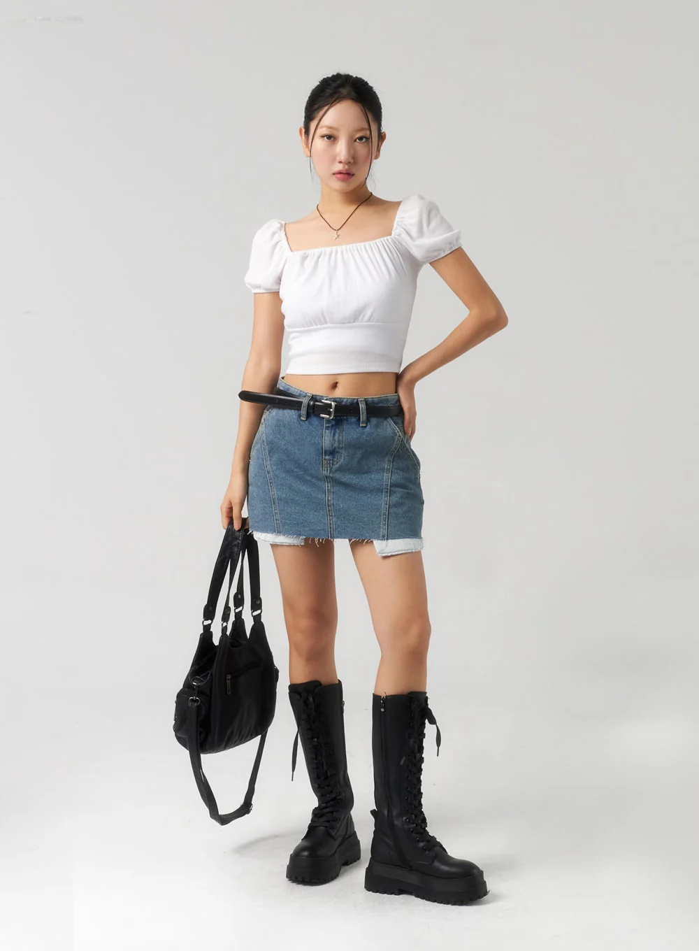 Ripped Hem Denim Mini Skirt CU326 - Image 10