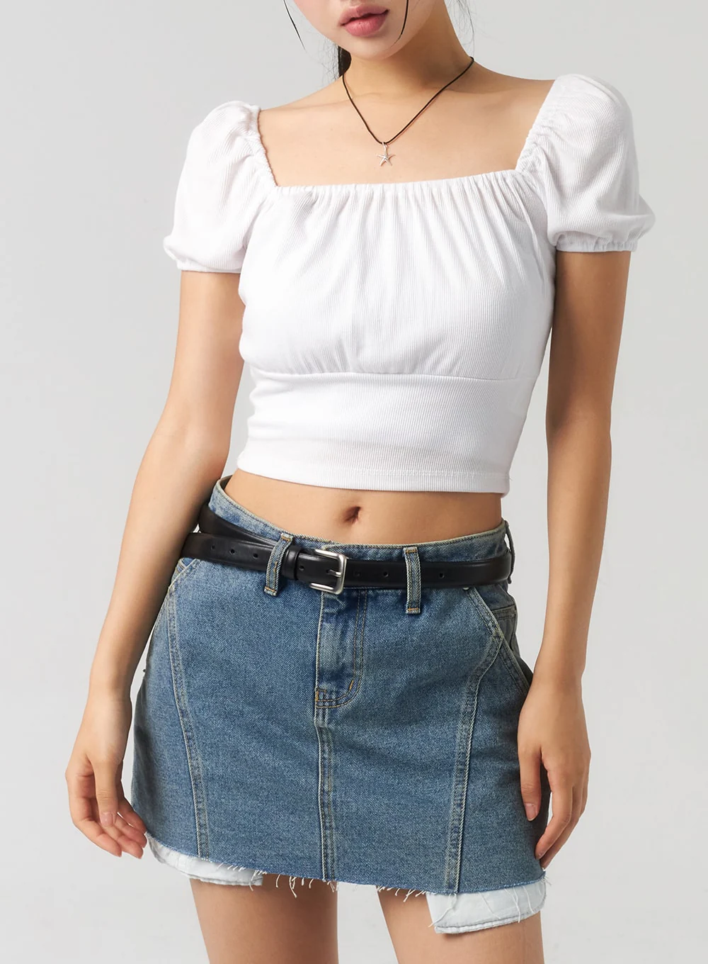 Ripped Hem Denim Mini Skirt CU326 - Image 11