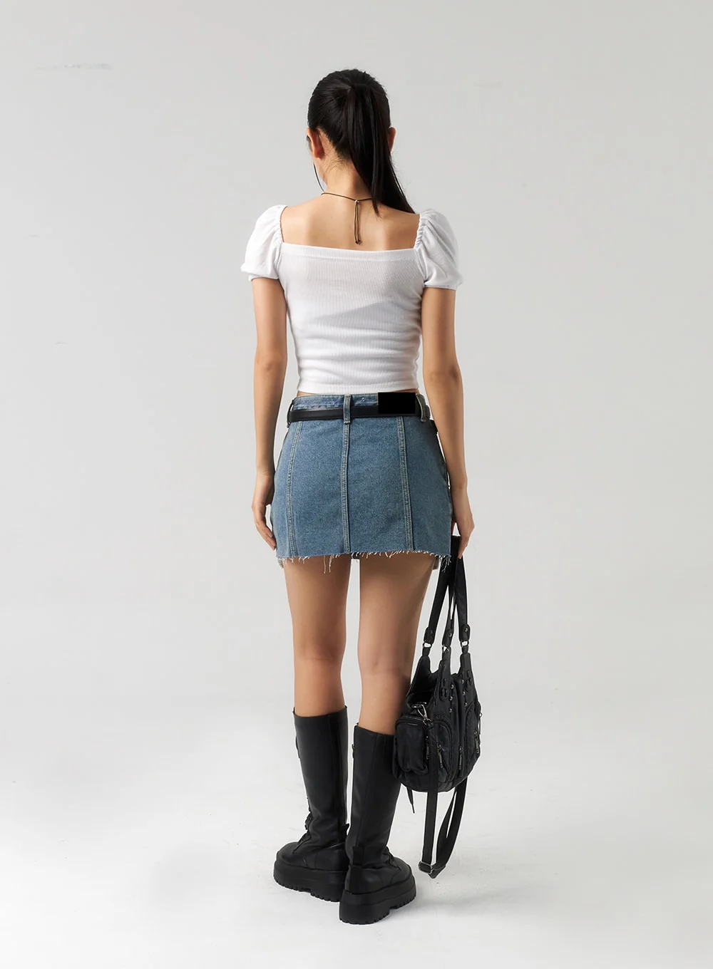 Ripped Hem Denim Mini Skirt CU326 - Image 12