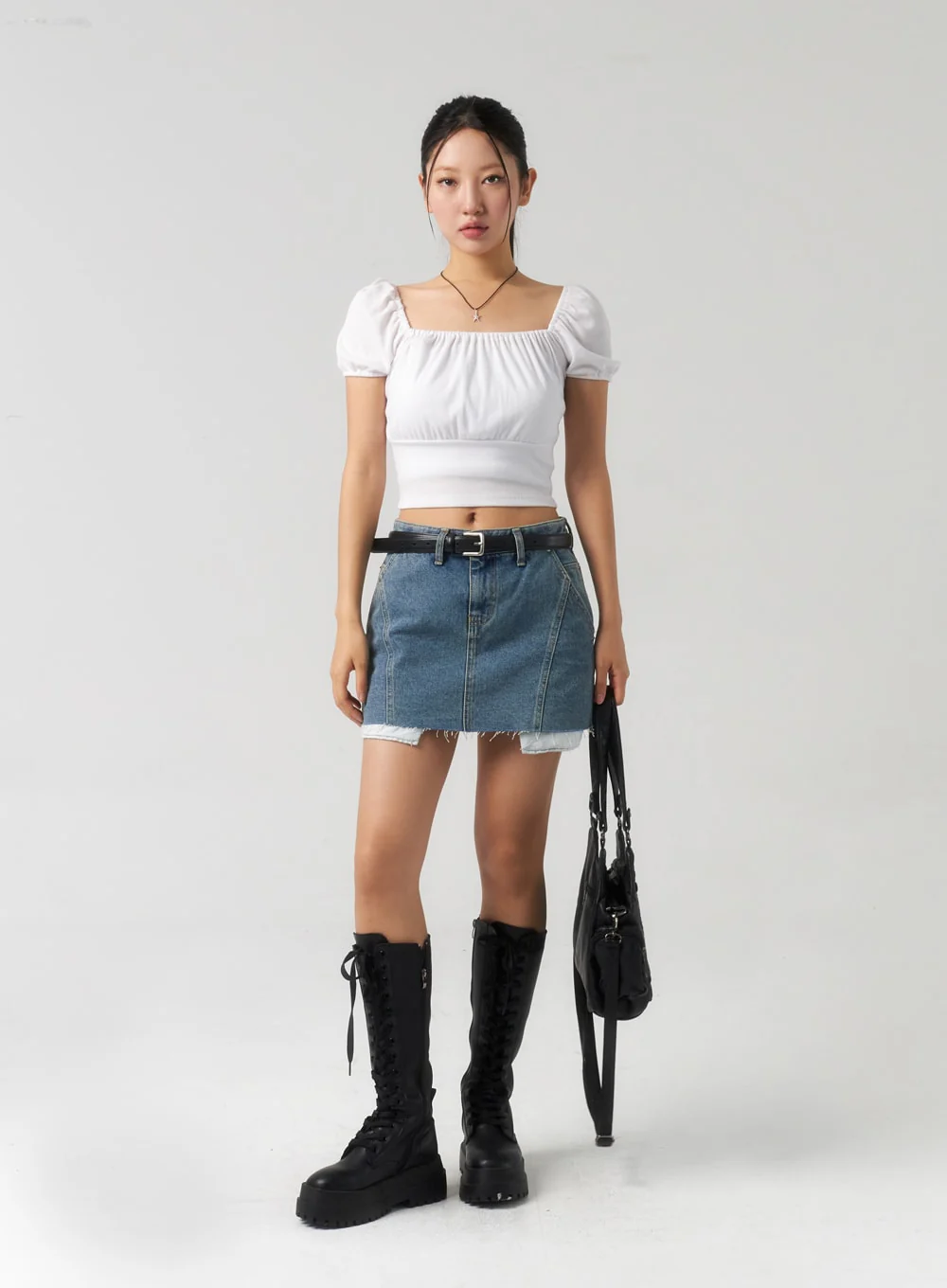 Ripped Hem Denim Mini Skirt CU326 - Image 3