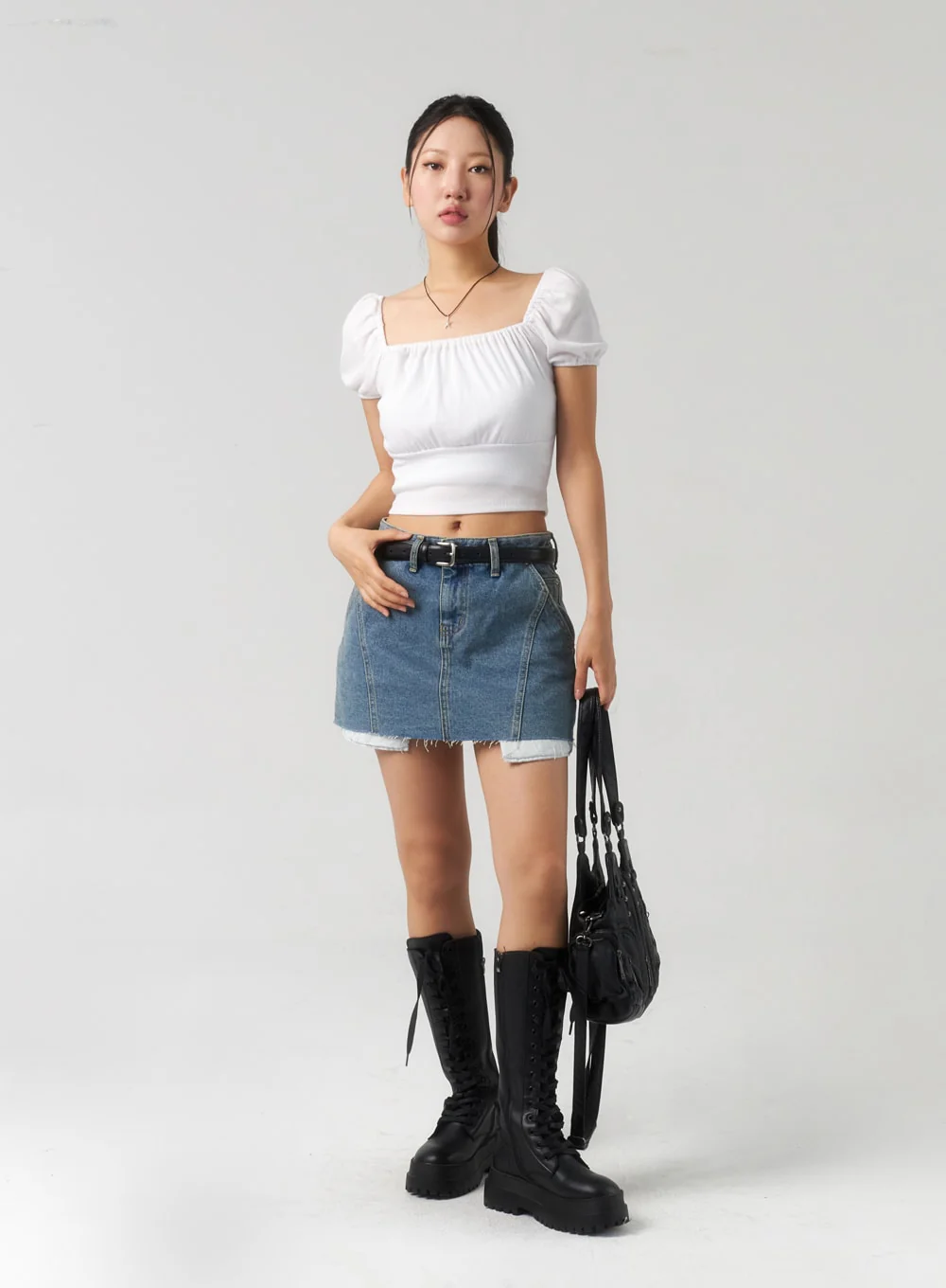Ripped Hem Denim Mini Skirt CU326 - Image 4