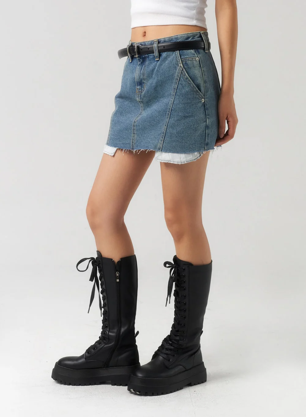 Ripped Hem Denim Mini Skirt CU326 - Image 5