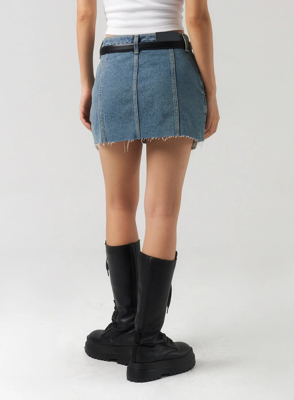 Ripped Hem Denim Mini Skirt CU326 - Image 6