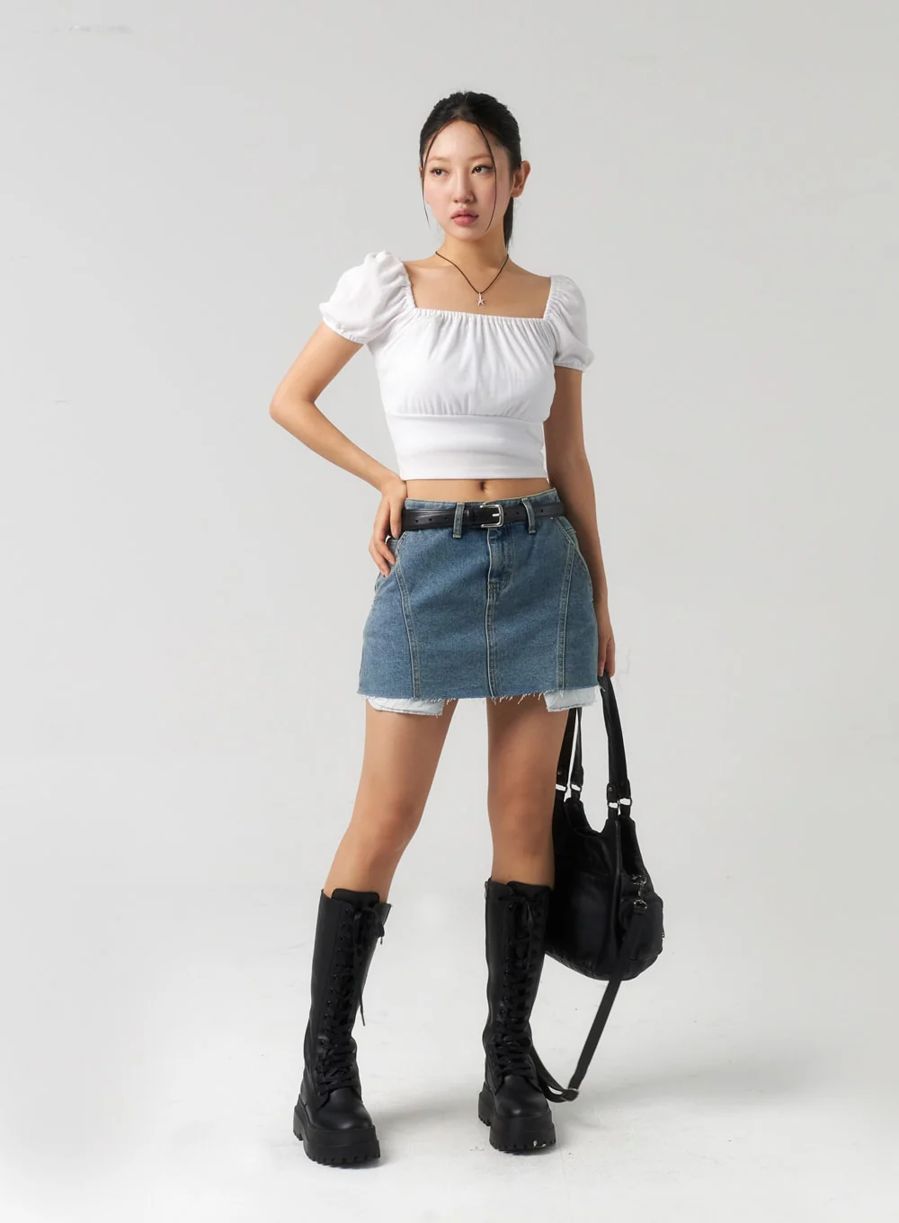 Ripped Hem Denim Mini Skirt CU326 - Image 7