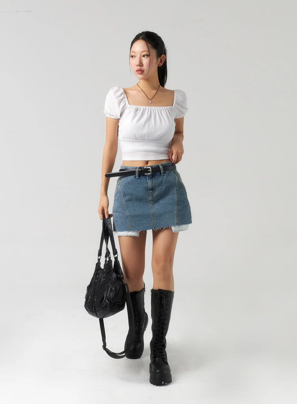 Ripped Hem Denim Mini Skirt CU326 - Image 8