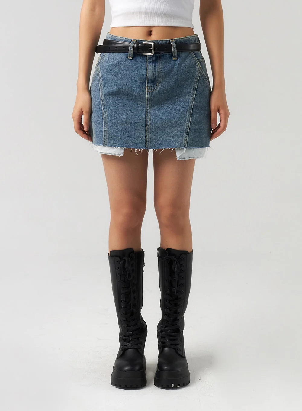 Ripped Hem Denim Mini Skirt CU326 - Image 9