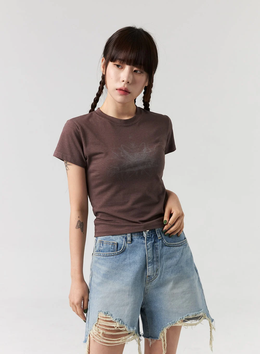 Ripped Hem Wide Leg Shorts CL327 - Image 11