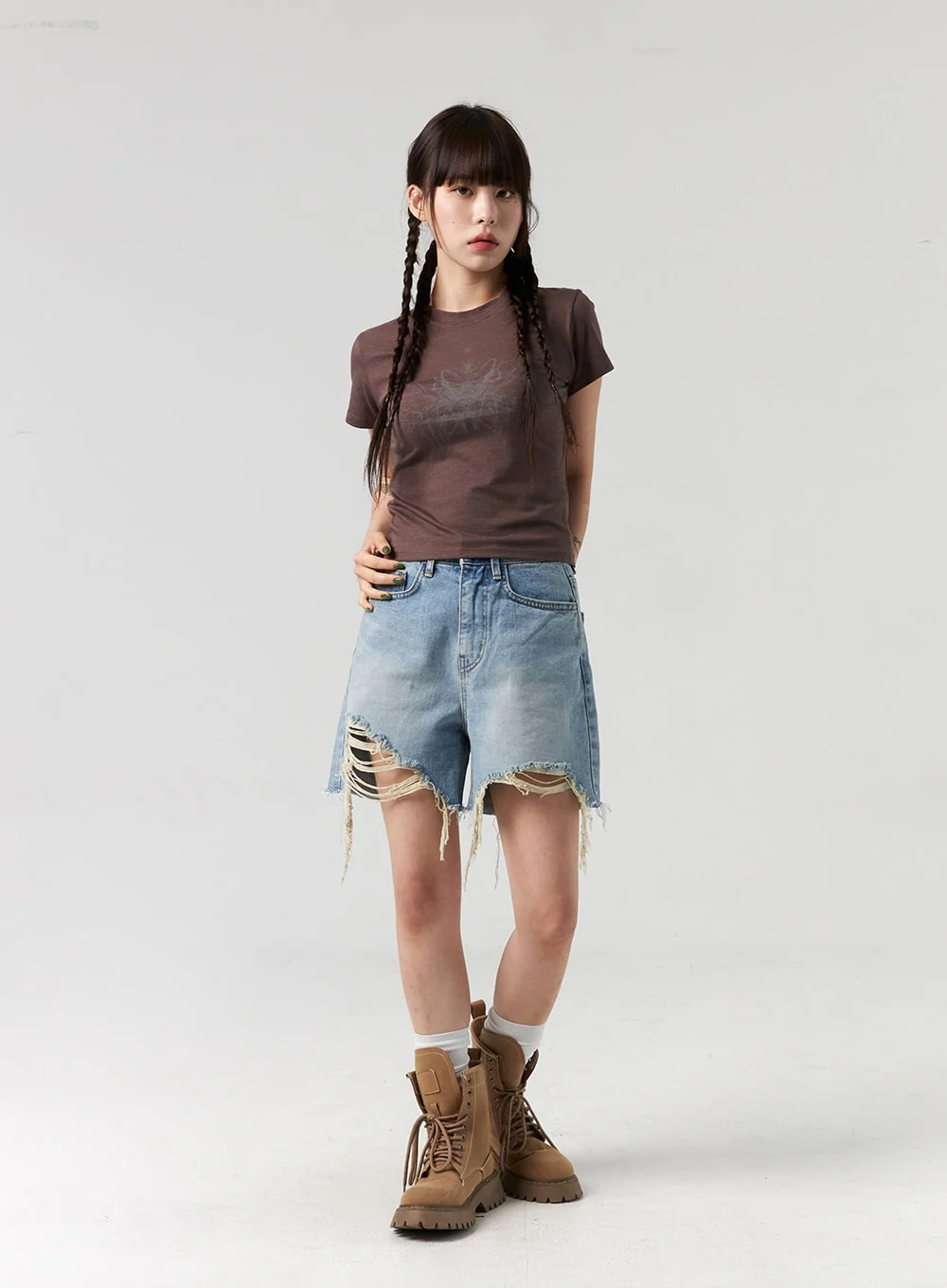 Ripped Hem Wide Leg Shorts CL327 - Image 13