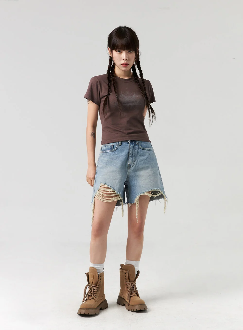 Ripped Hem Wide Leg Shorts CL327 - Image 3