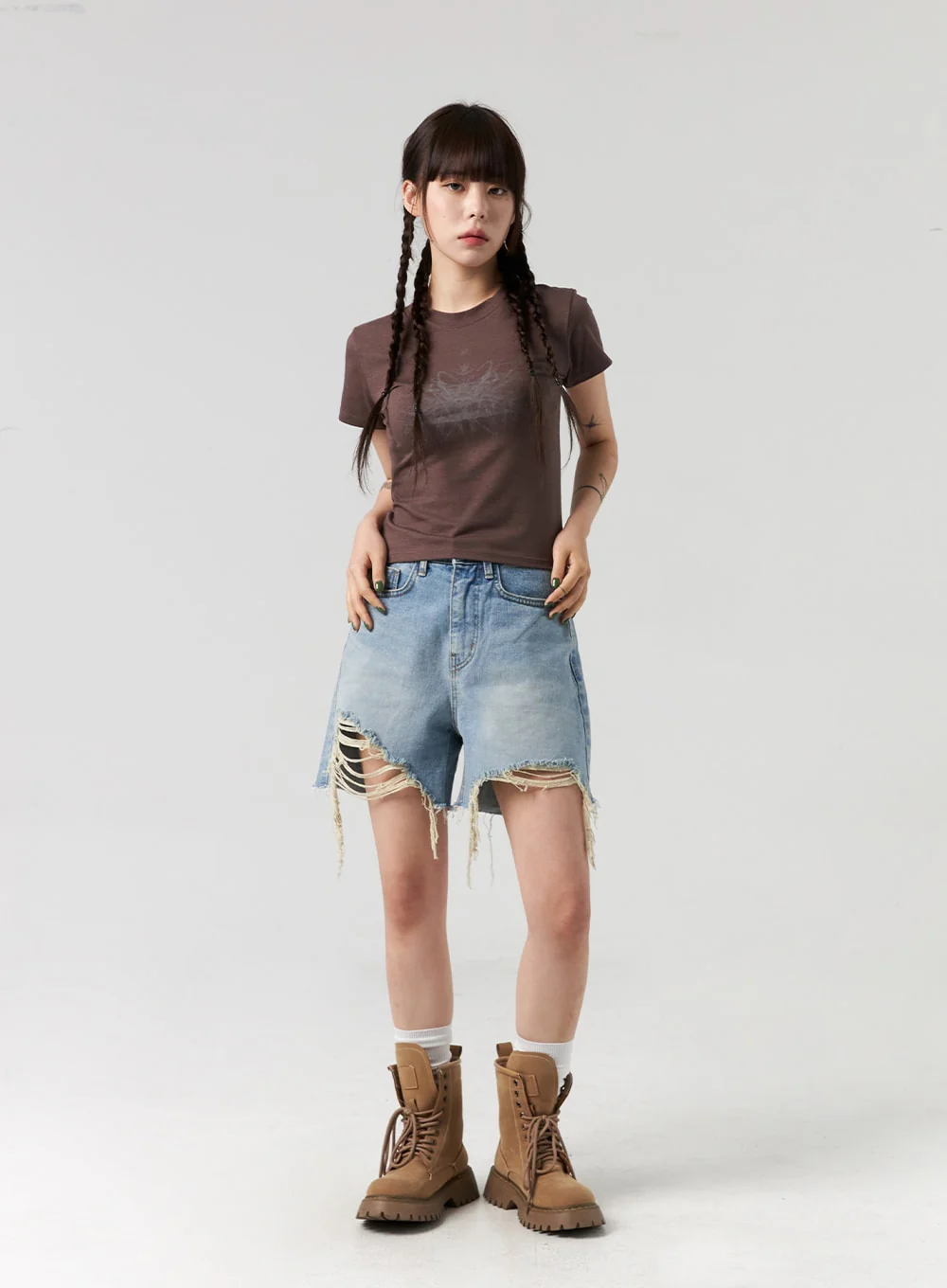 Ripped Hem Wide Leg Shorts CL327 - Image 4