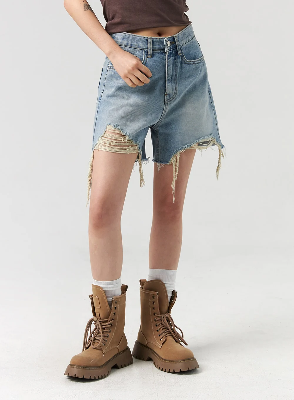 Ripped Hem Wide Leg Shorts CL327 - Image 5