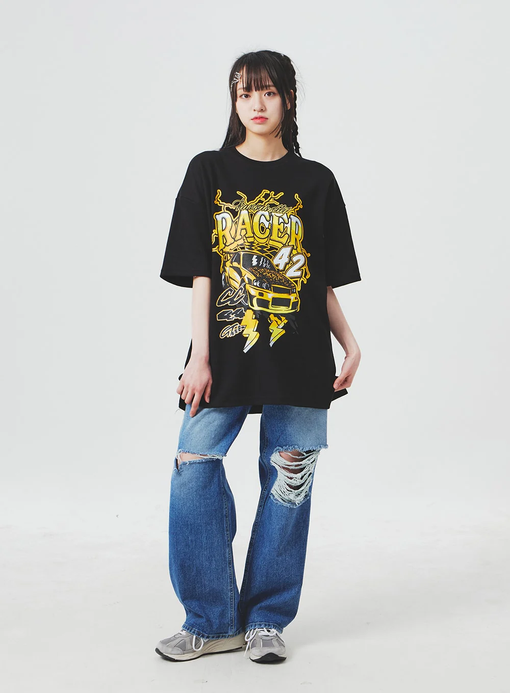 Ripped Knee Blue Jeans BA307 - Image 2
