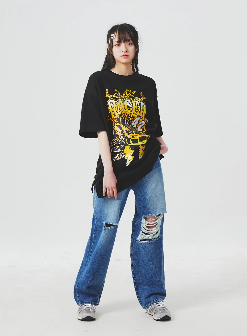 Ripped Knee Blue Jeans BA307 - Image 3