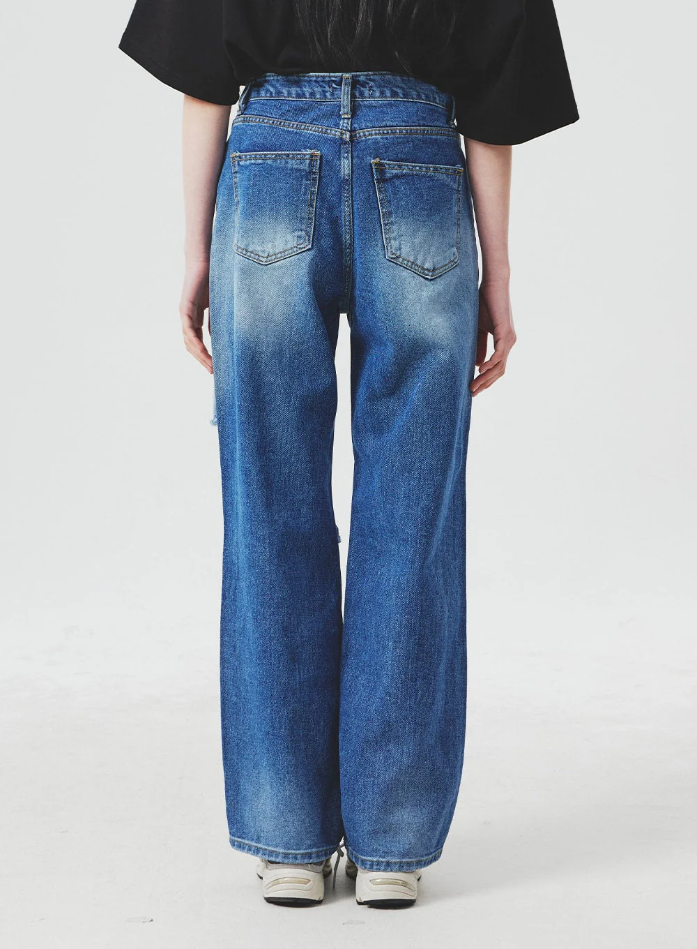 Ripped Knee Blue Jeans BA307 - Image 9
