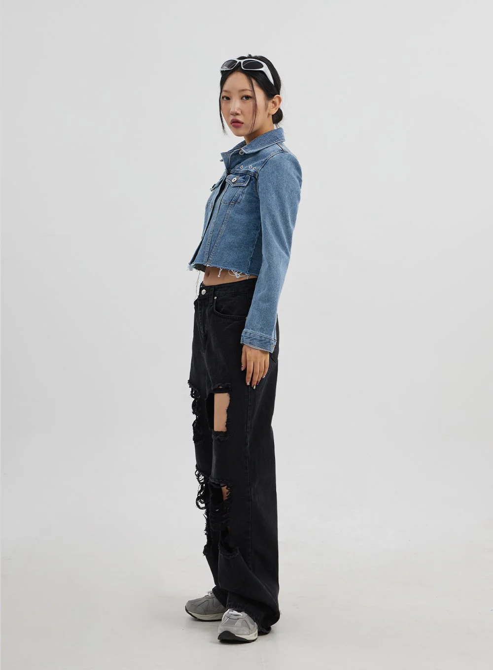 Ripped Wide Leg Jeans CJ319 - Image 10