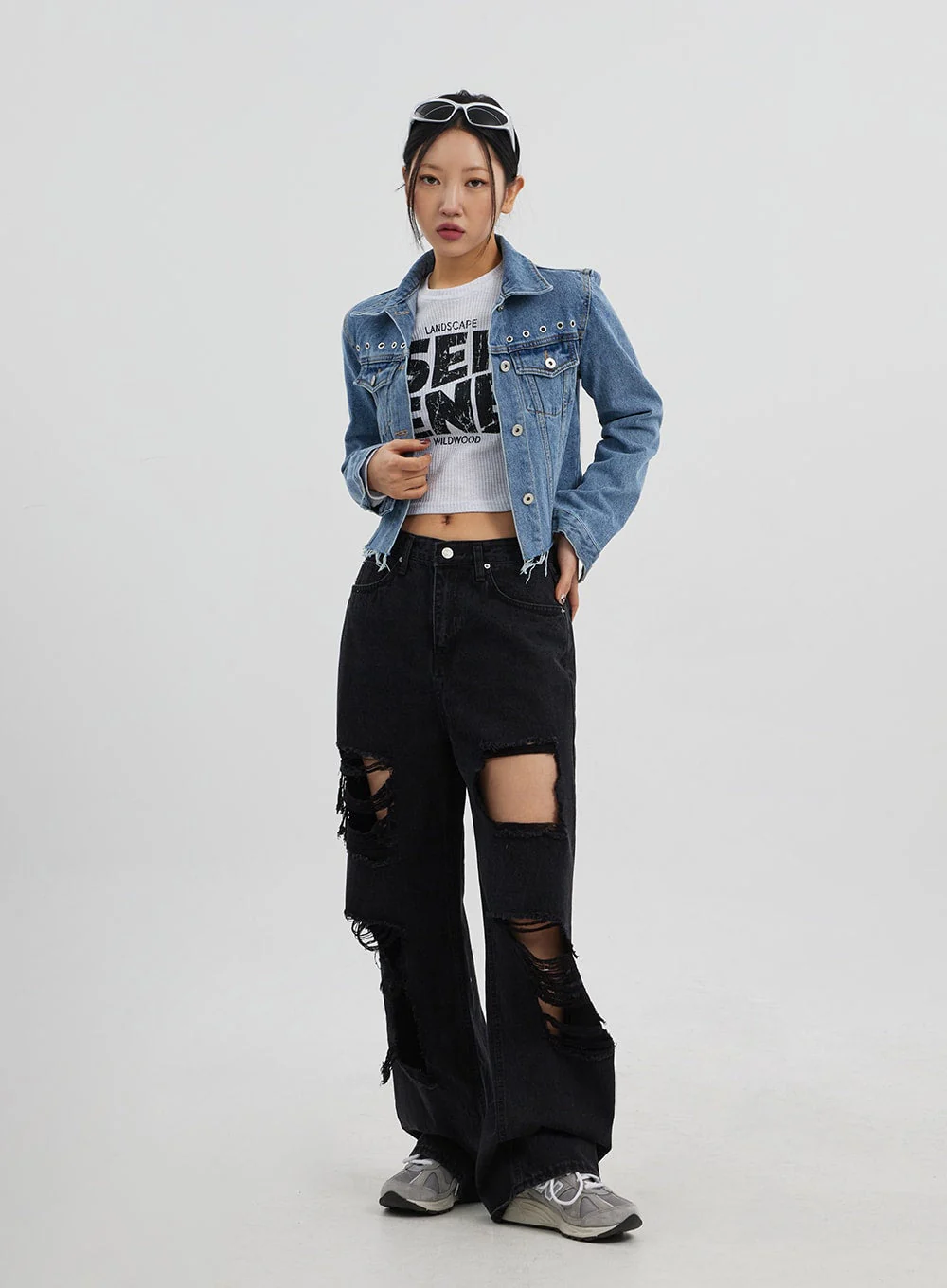 Ripped Wide Leg Jeans CJ319 - Image 8