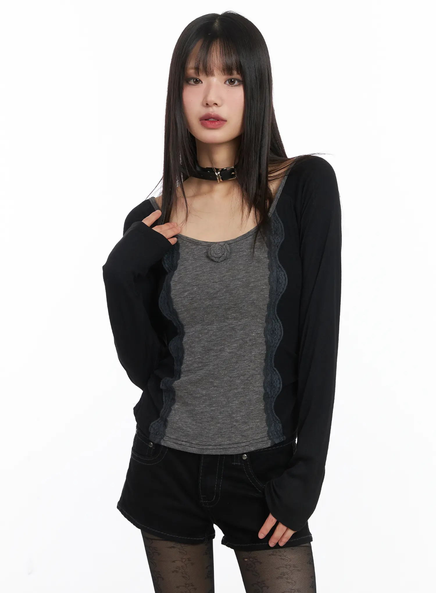 Robson Rose Lace U-Neck Top CD519