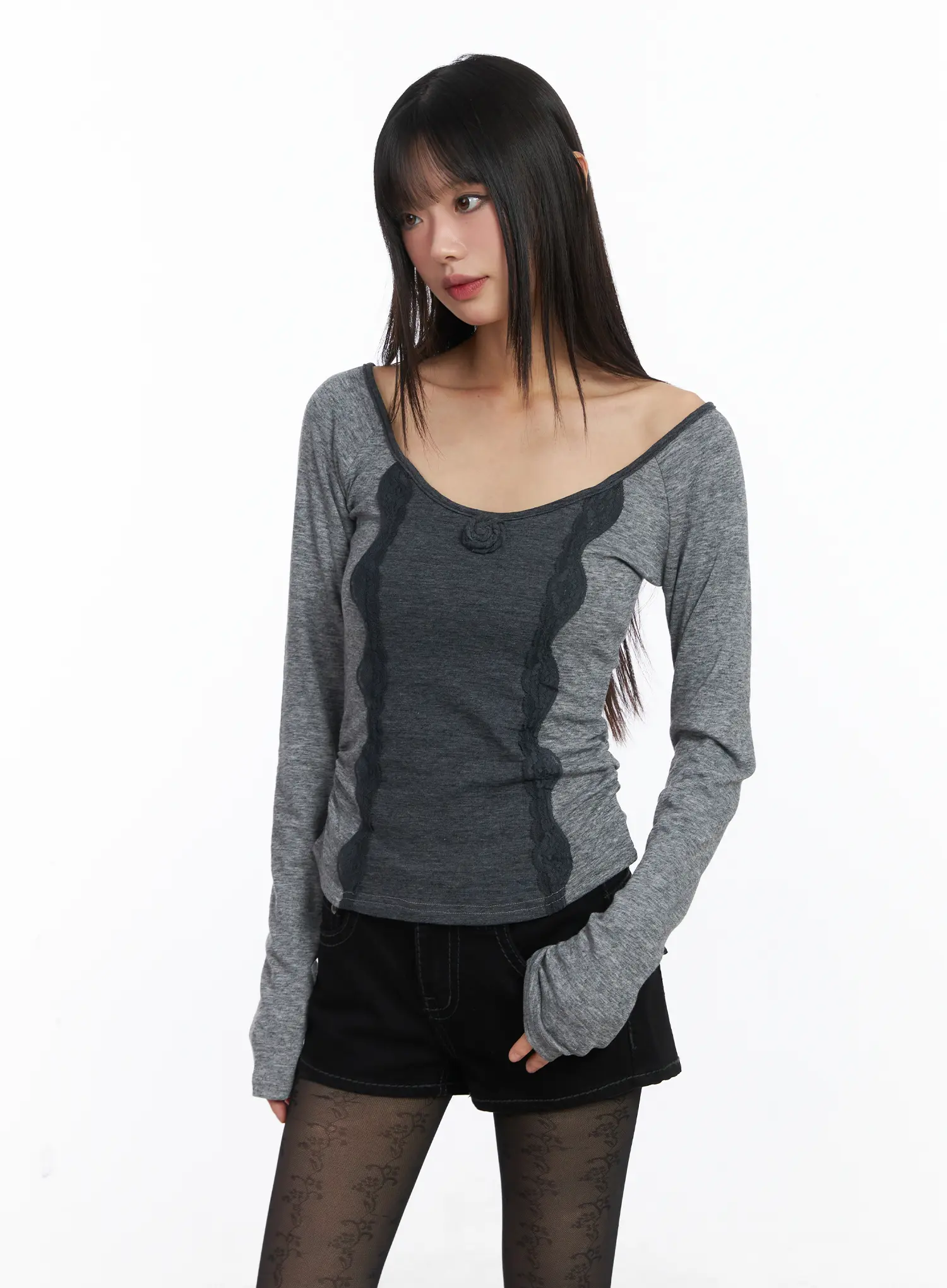 Robson Rose Lace U-Neck Top CD519 - Image 5