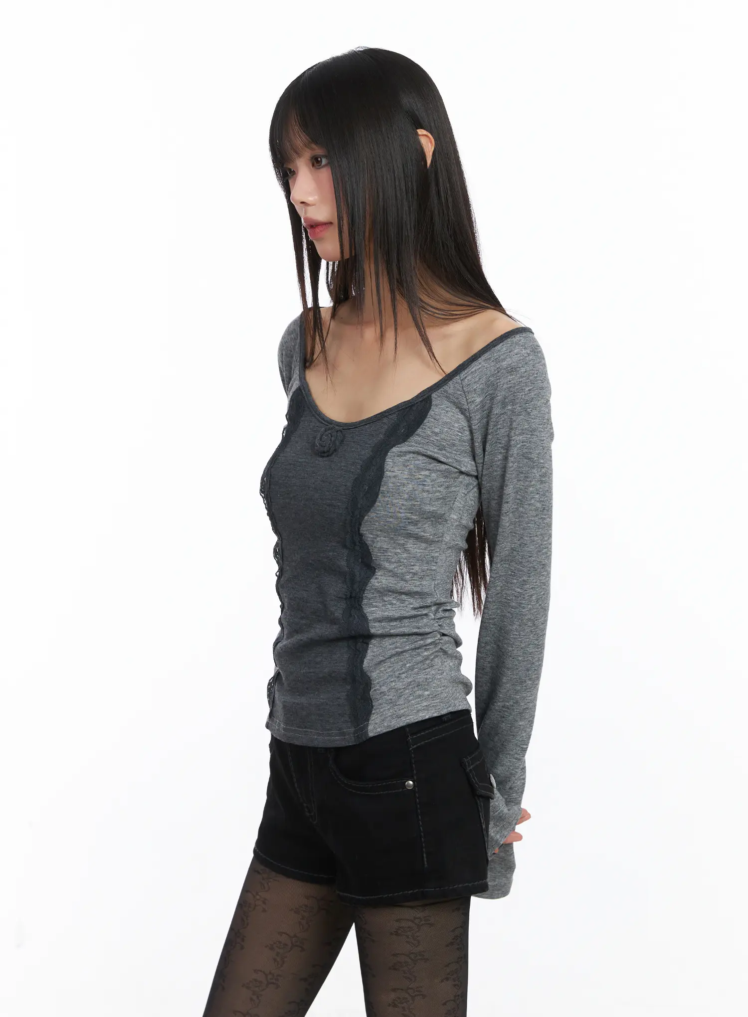 Robson Rose Lace U-Neck Top CD519 - Image 6