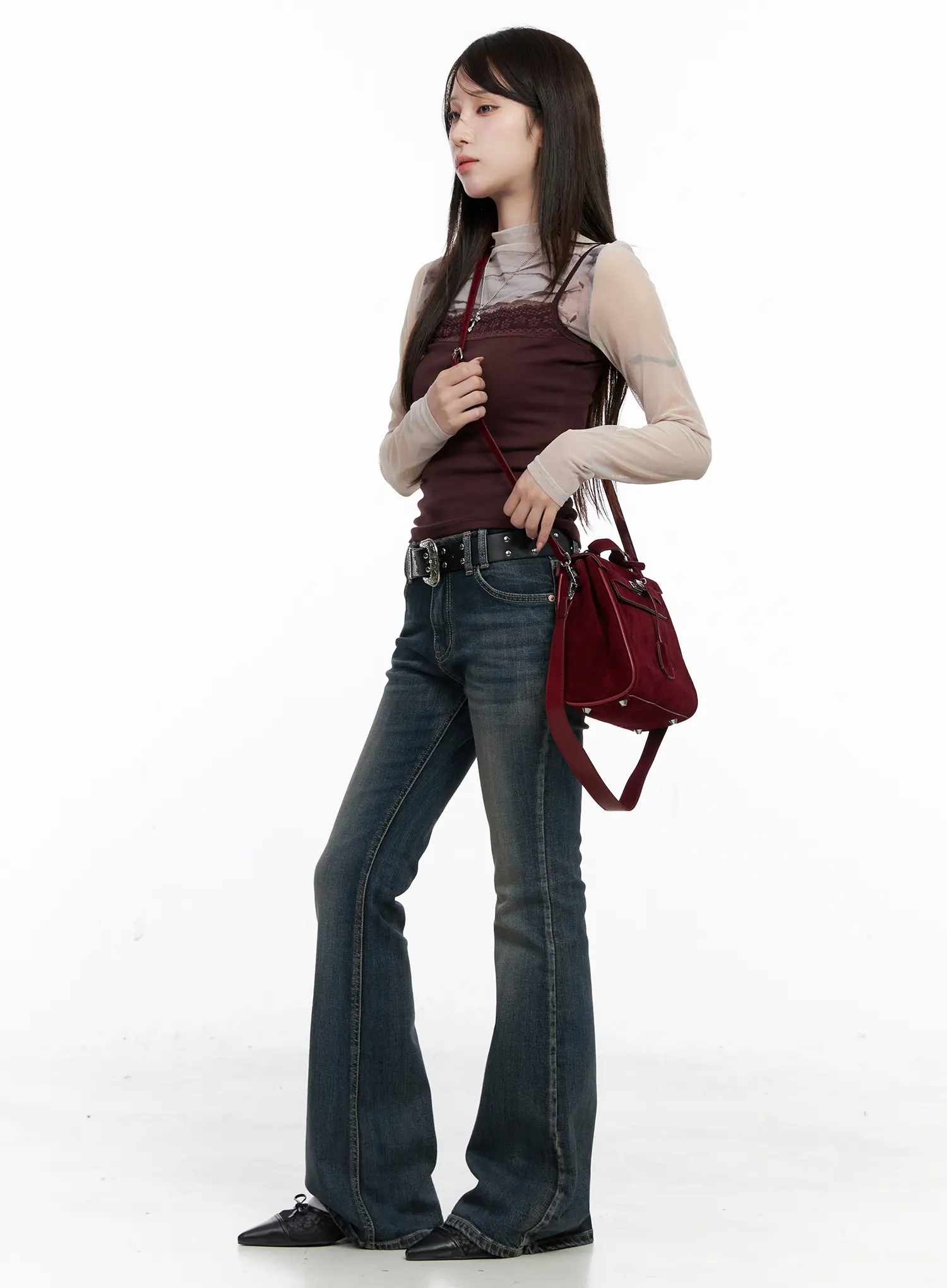 Rosé Washed Bootcut Jeans CO520 - Image 7