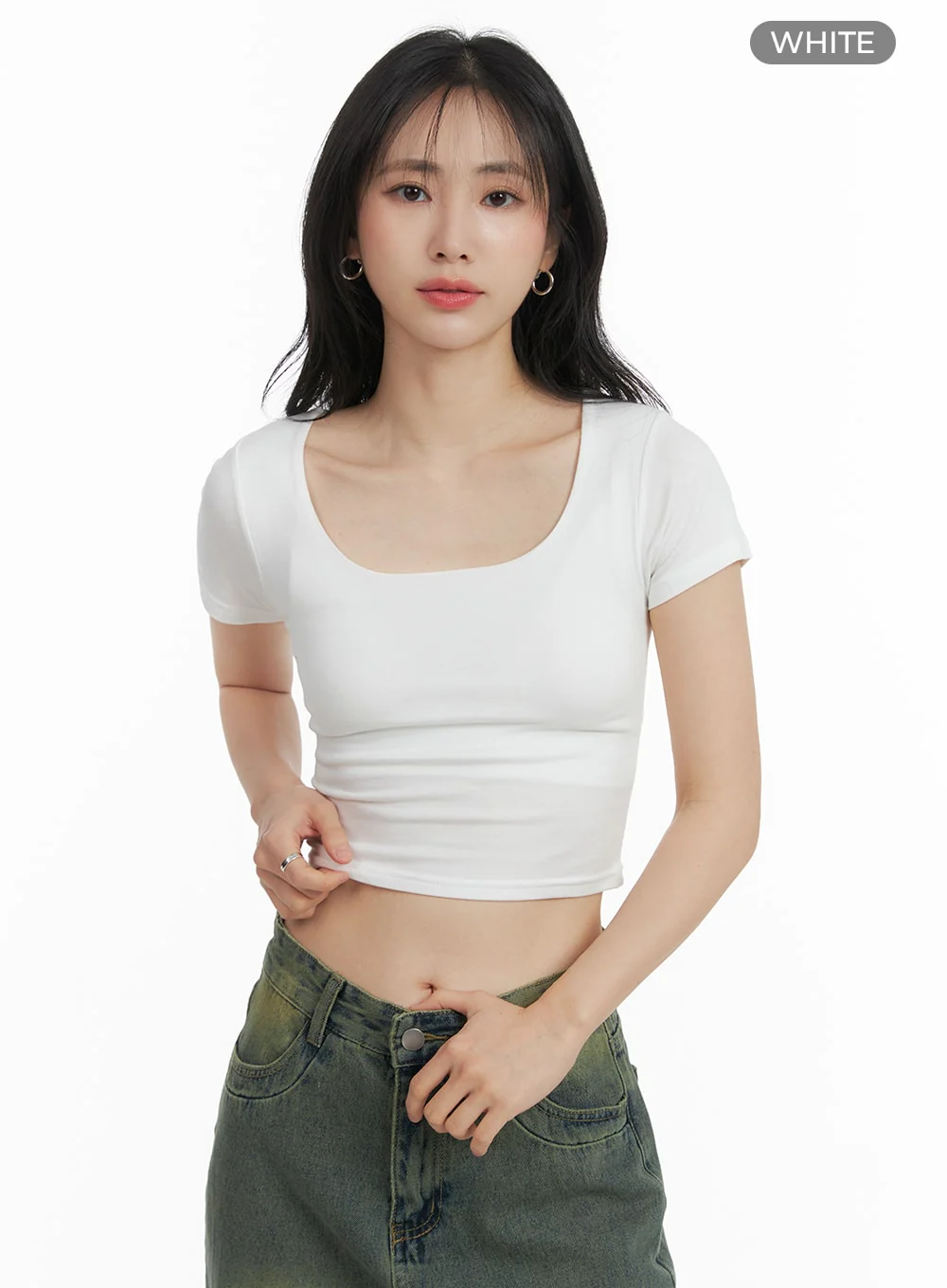 Round Neck Basic Crop Tee OM408 - Image 7