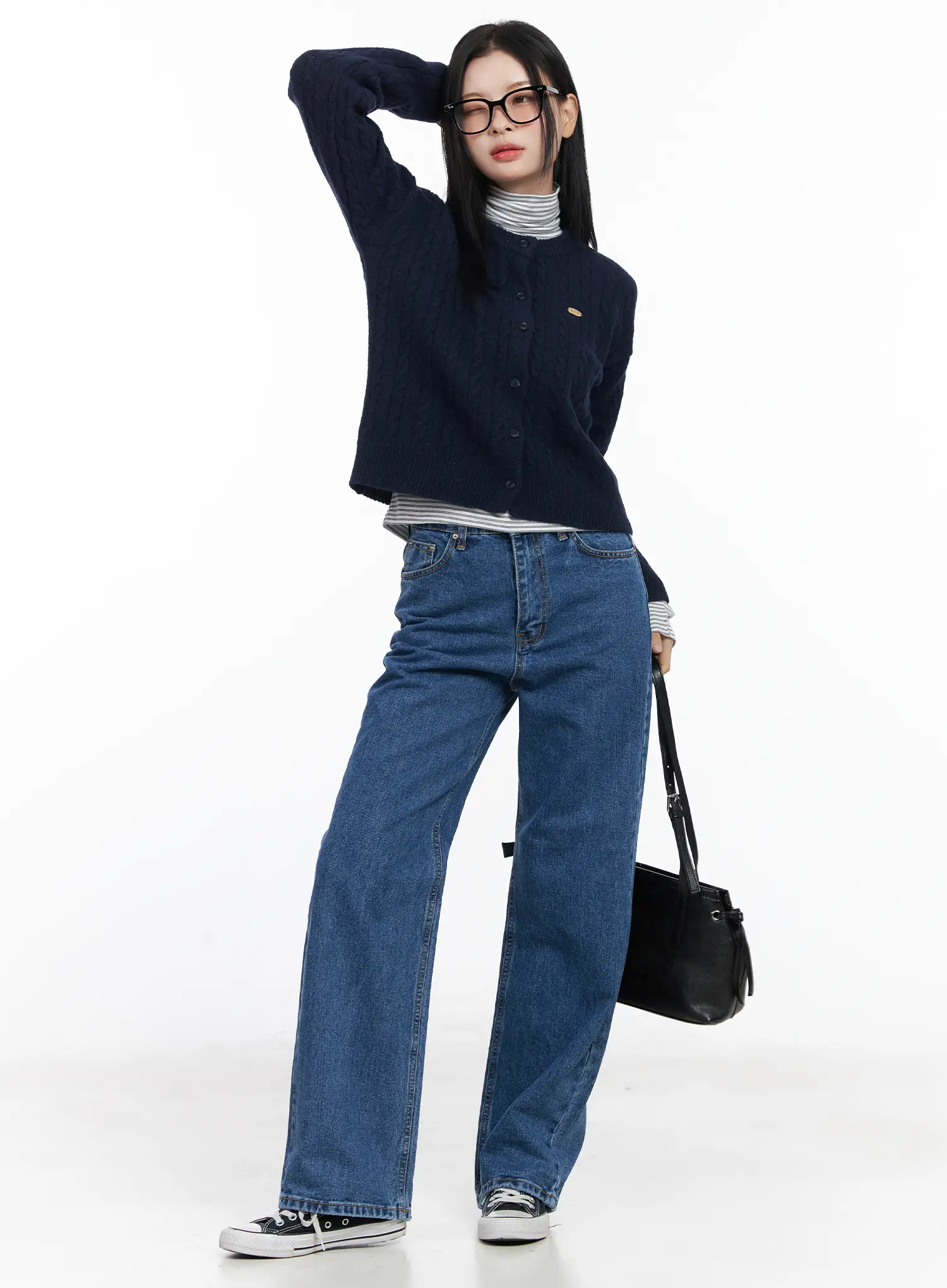 Round Neck Cable Knit Cardigan CJ519
