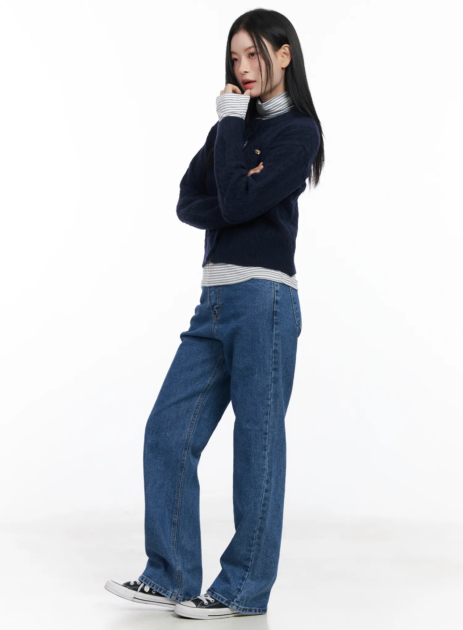 Round Neck Cable Knit Cardigan CJ519 - Image 4