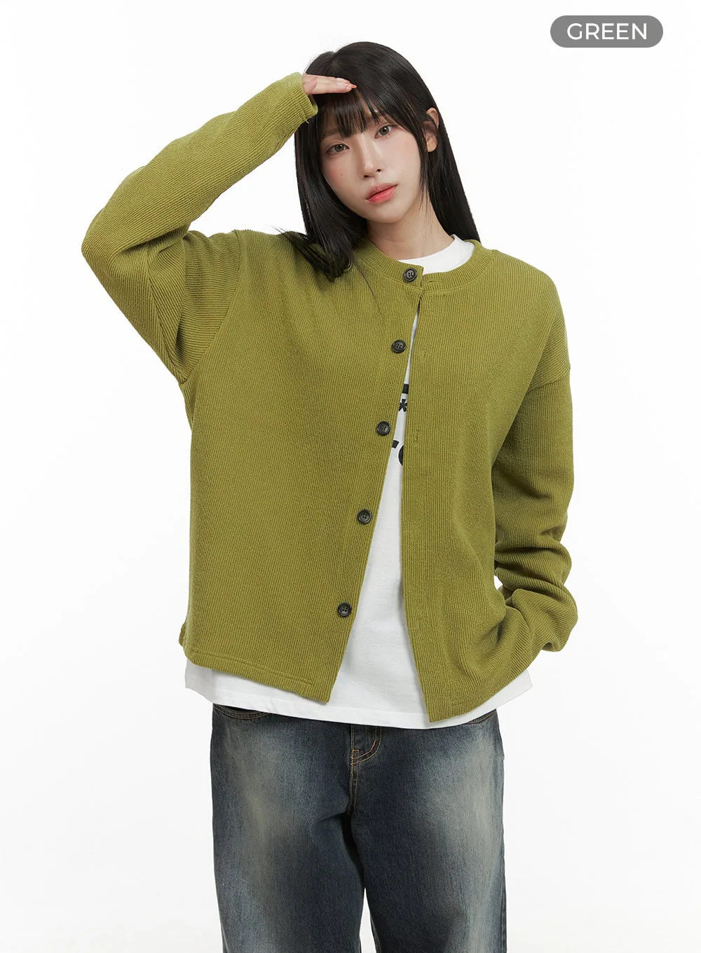 Round Neck Long Sleeve Cardigan CG430 - Image 6