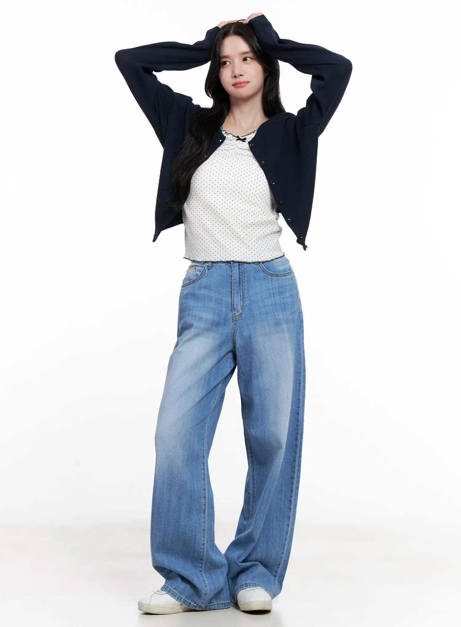 Round-Neck Mesh Knit Cardigan CL516 - Image 3