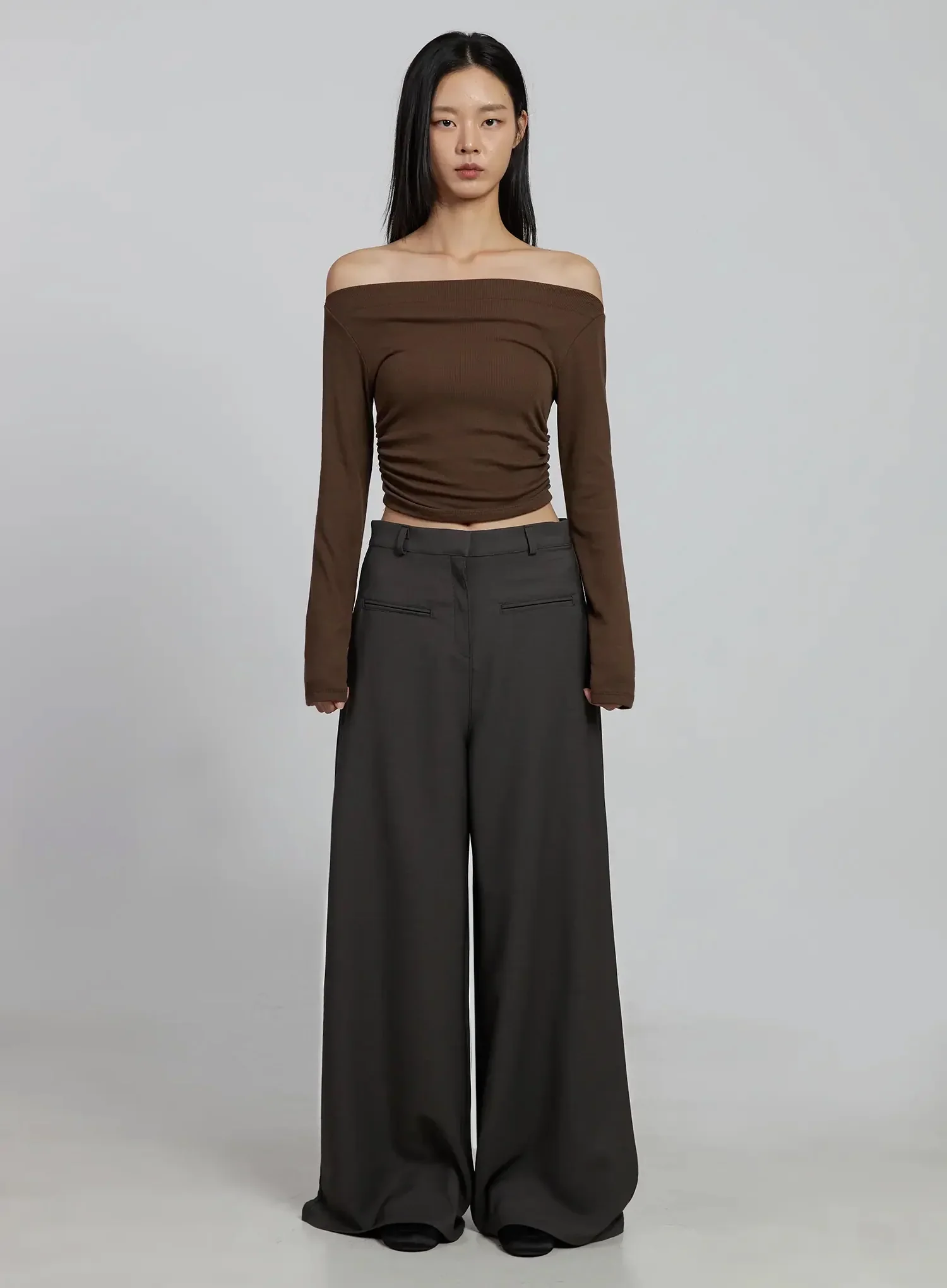 Ruched Off-Shoulder Crop Top IM520 - Image 5