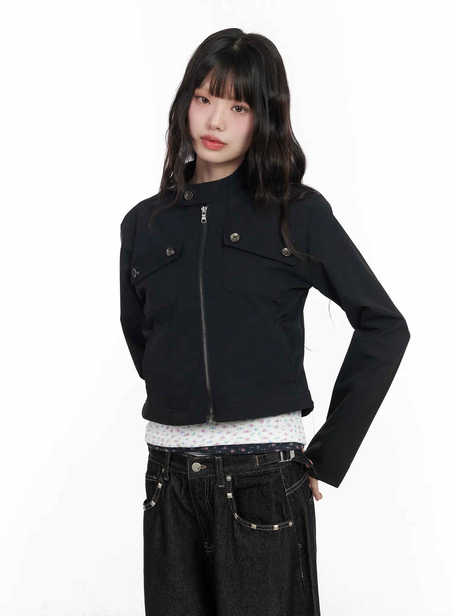 Ruched Pocked Zip-Up Jacket CM526 - Image 2