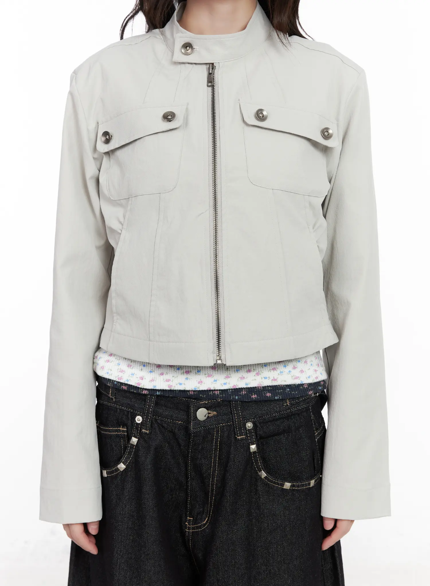 Ruched Pocked Zip-Up Jacket CM526 - Image 4